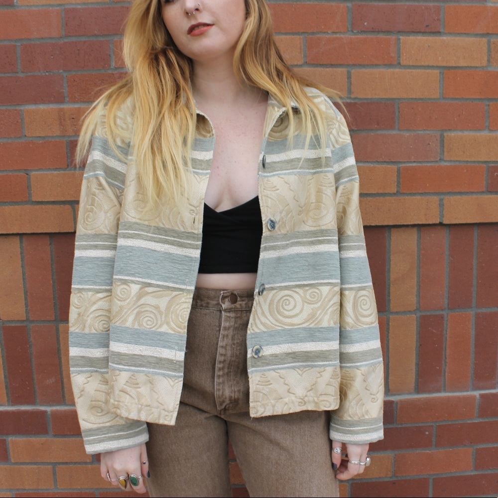 Retro Pastel Button Up Puffer Jacket / Coat ⚜️